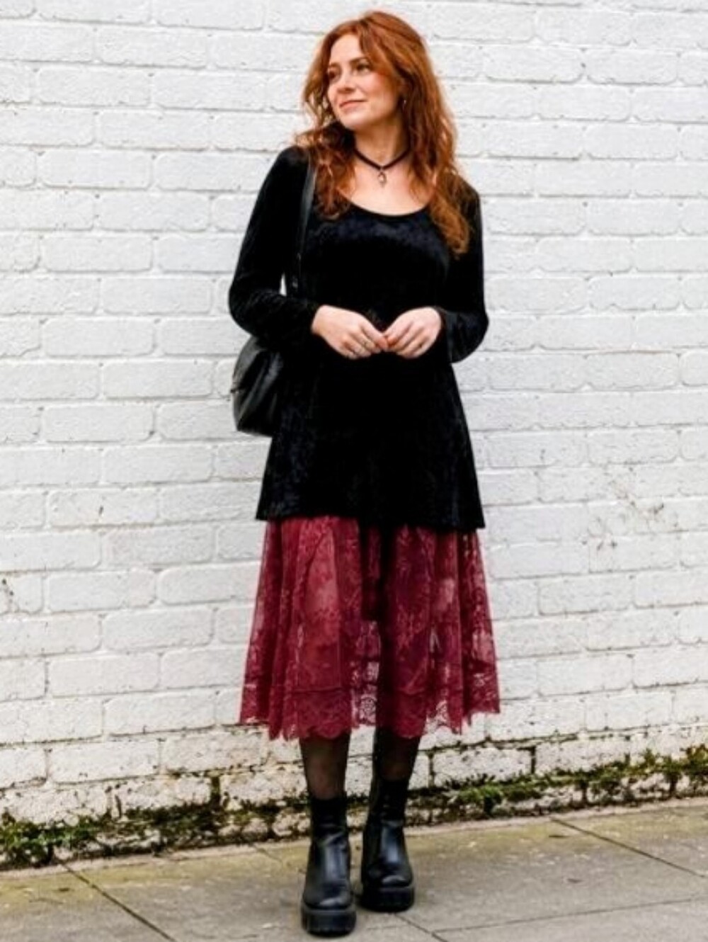 Whimsigoth Black Burnout Velvet Floral Scoop Neck Tunic Top Size XL